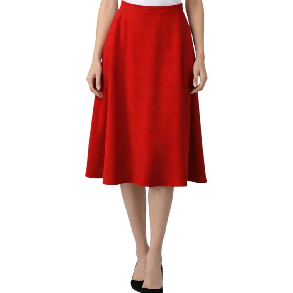 Vintage Pendleton 100% Wool Skirt 1950s Knee Length Flat Front Zip Close Red 16